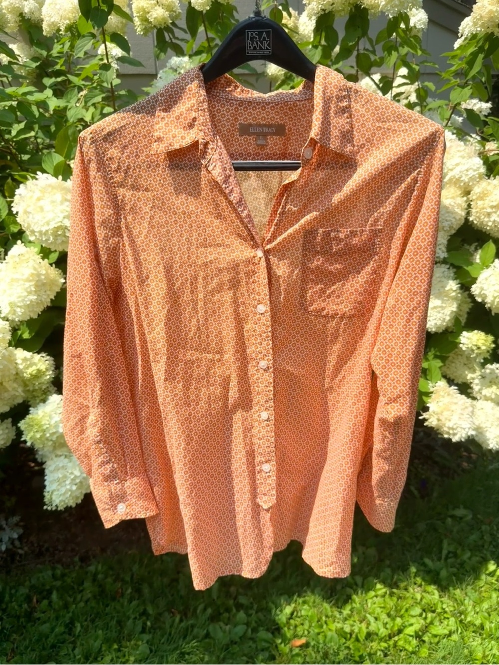 Ellen Tracy Men's Orange Geometric Print Button-Down Shirt